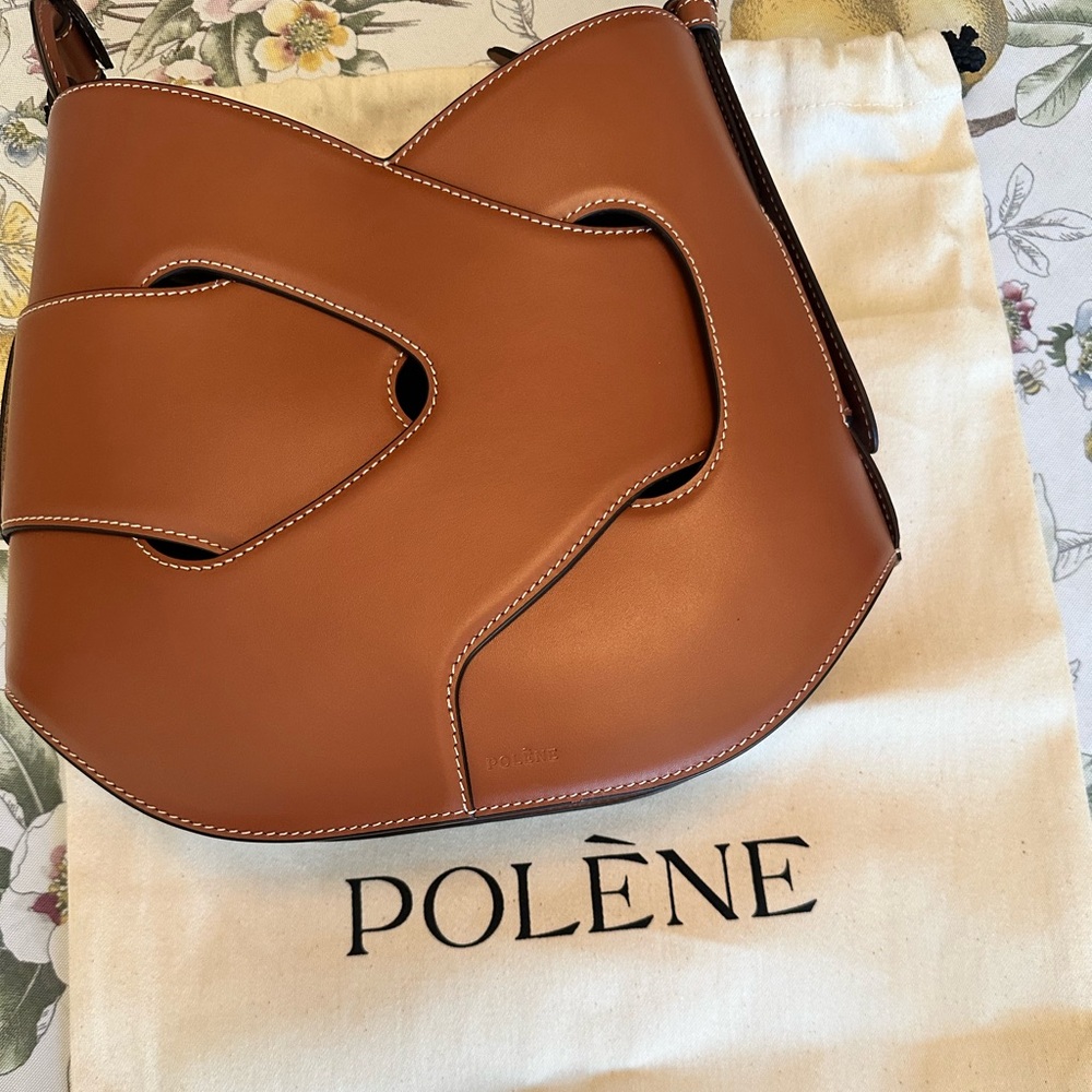 Polène Nodde Hobo bag in smooth cognac. Brand new